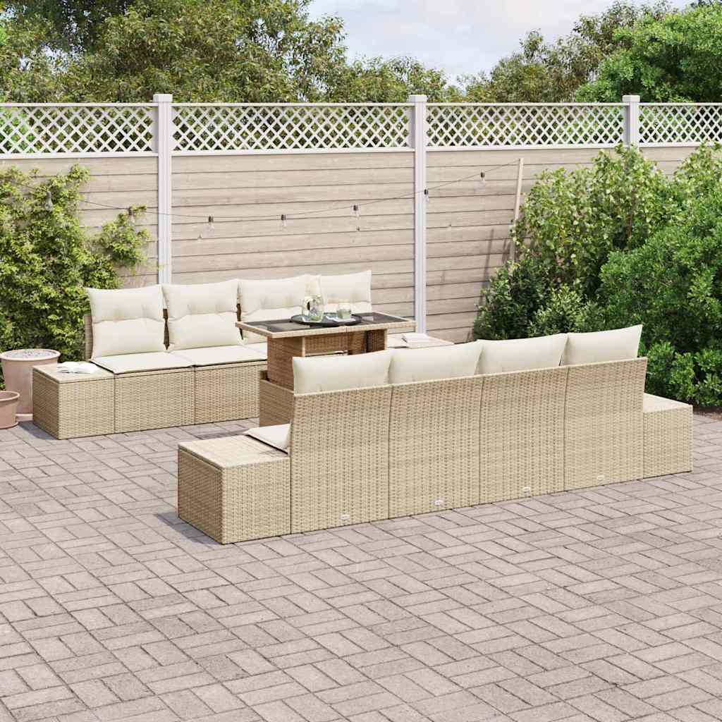 Garten-Sofa-Set mit Kissen 7 pcs Beige, Creme 100 x 55 x 73 cm