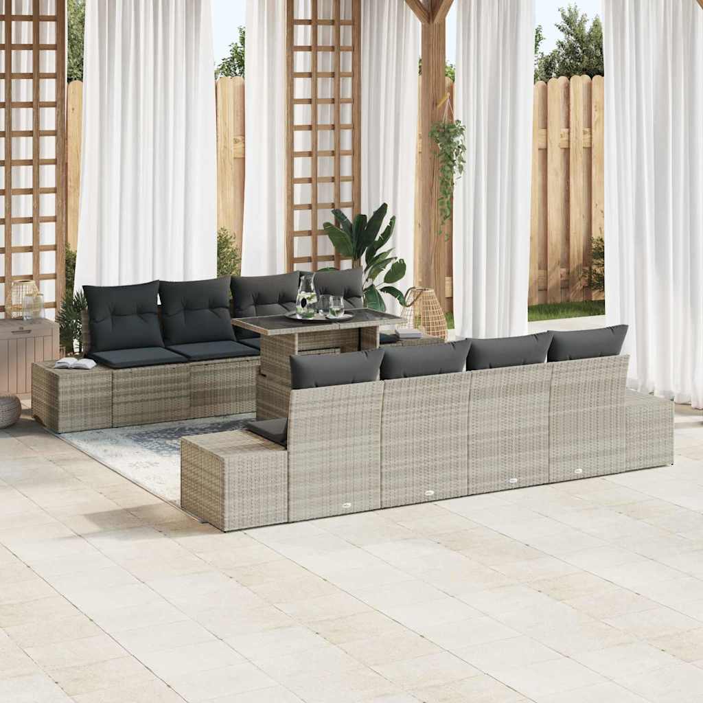 Garten-Sofa-Set mit Kissen 7 pcs Grau 100 x 55 x 73 cm