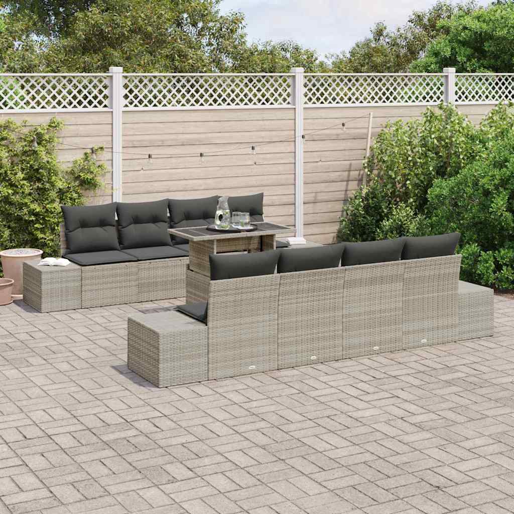 Garten-Sofa-Set mit Kissen 7 pcs Grau 100 x 55 x 73 cm
