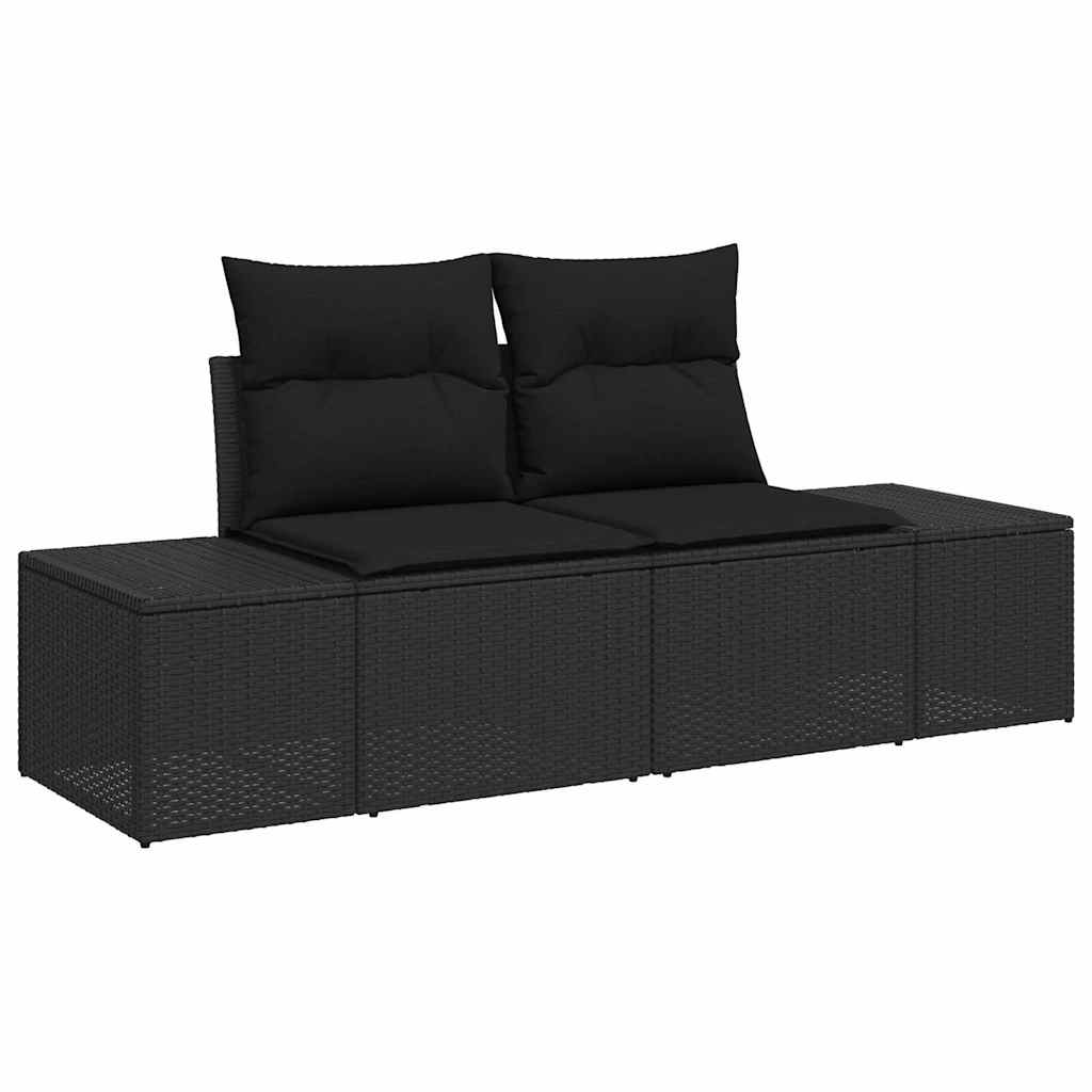 Garten-Sofa-Set mit Kissen 7 pcs Schwarz 100 x 55 x 73 cm