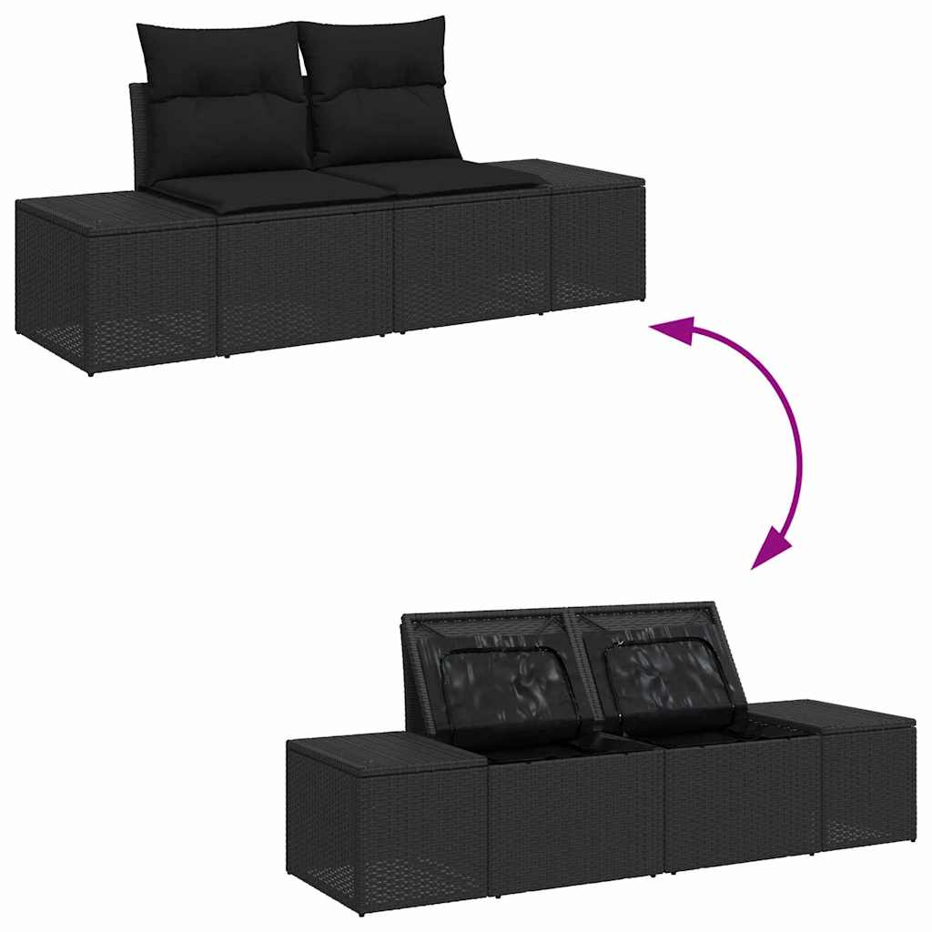 Garten-Sofa-Set mit Kissen 7 pcs Schwarz 100 x 55 x 73 cm