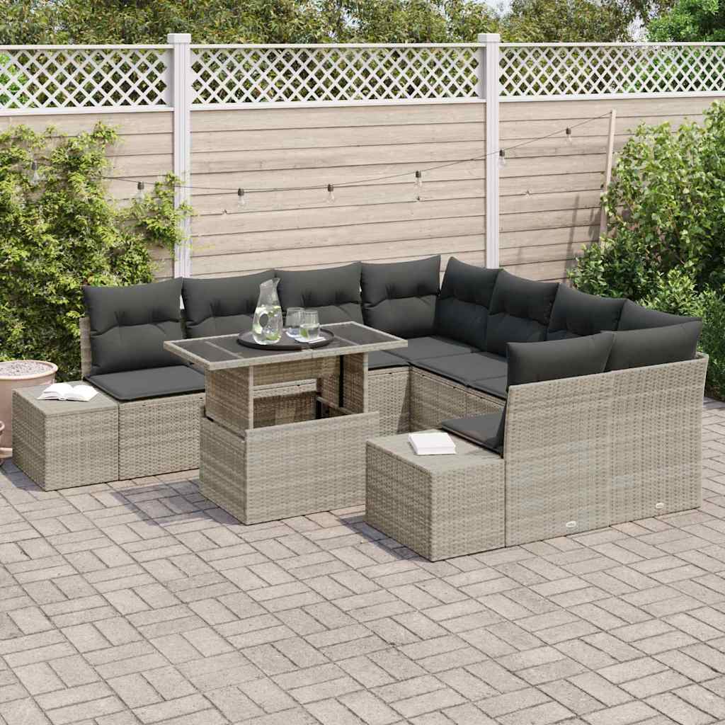 Garten-Sofa-Set 9 pcs Beige, Dunkelgrau 100 x 55 x 73 cm