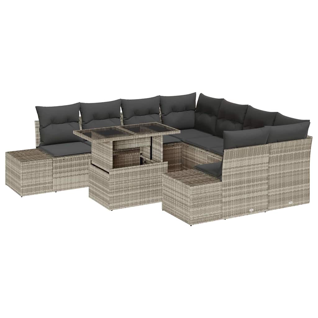 Garten-Sofa-Set 9 pcs Beige, Dunkelgrau 100 x 55 x 73 cm