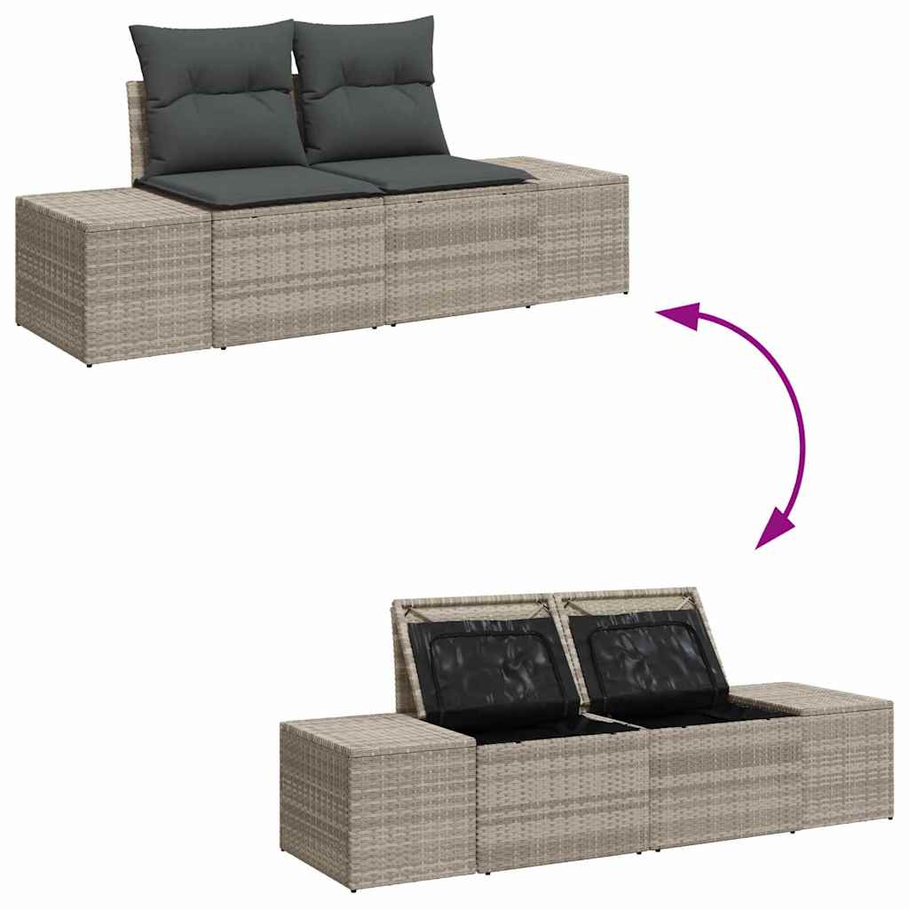 Garten-Sofa-Set 9 pcs Beige, Dunkelgrau 100 x 55 x 73 cm