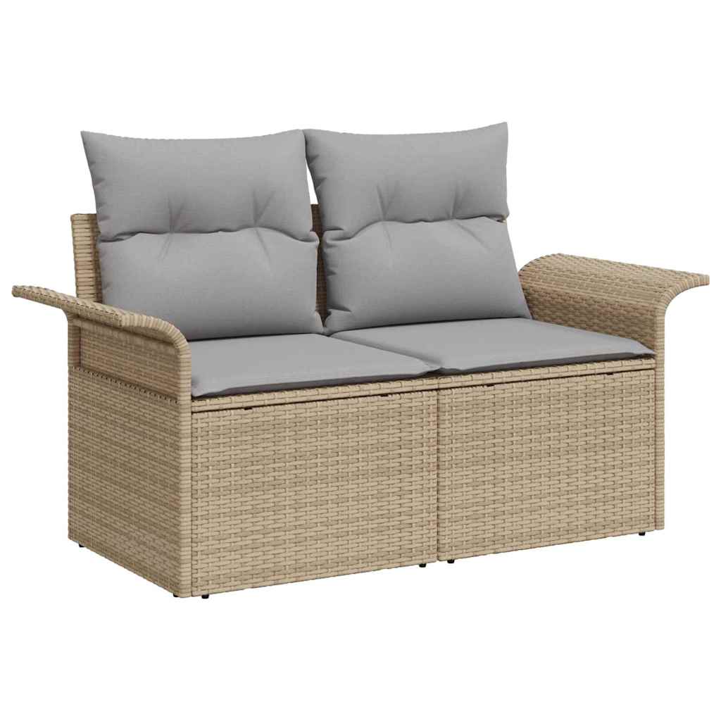 Garten-Sofa-Set mit Speicher 6 pcs Beige Poly Rattan