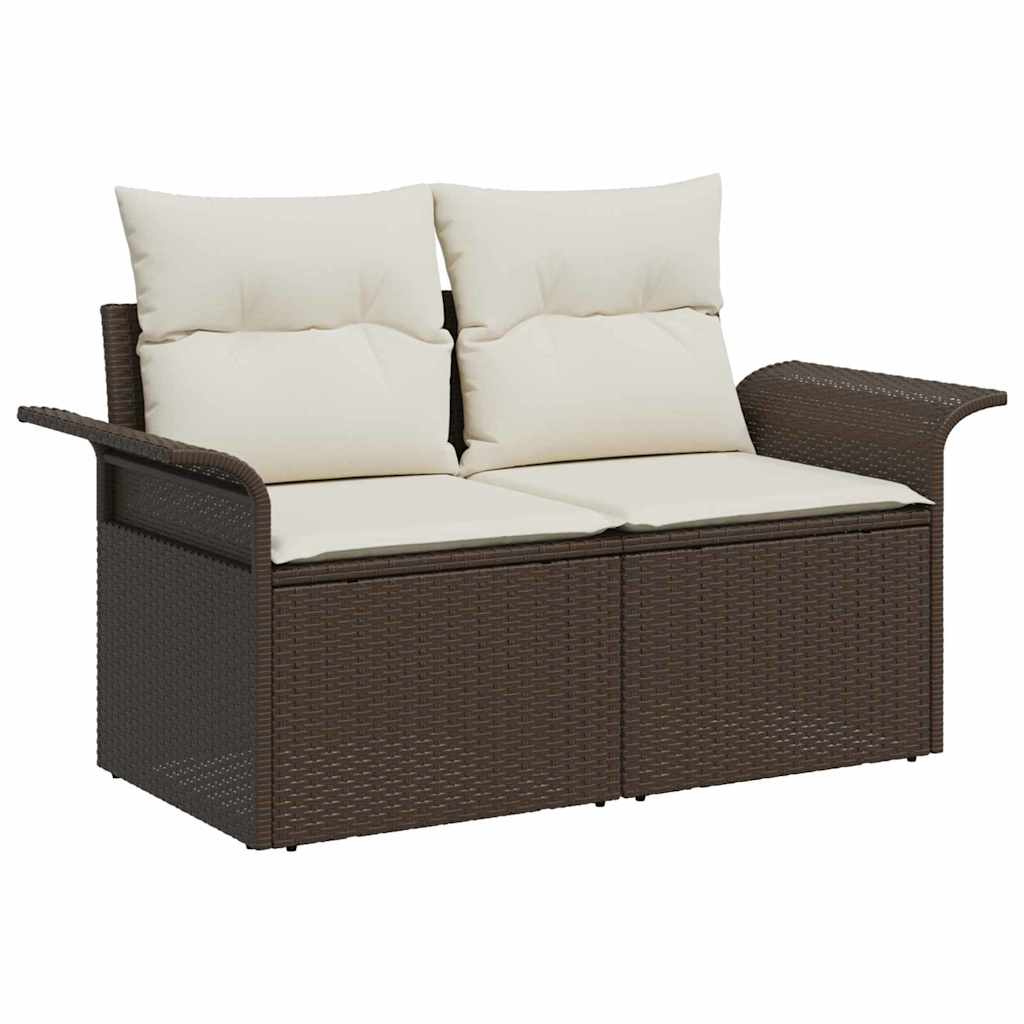 Garten-Sofa-Set 4 pcs Braun und Creme 196 x 117 x 85 cm