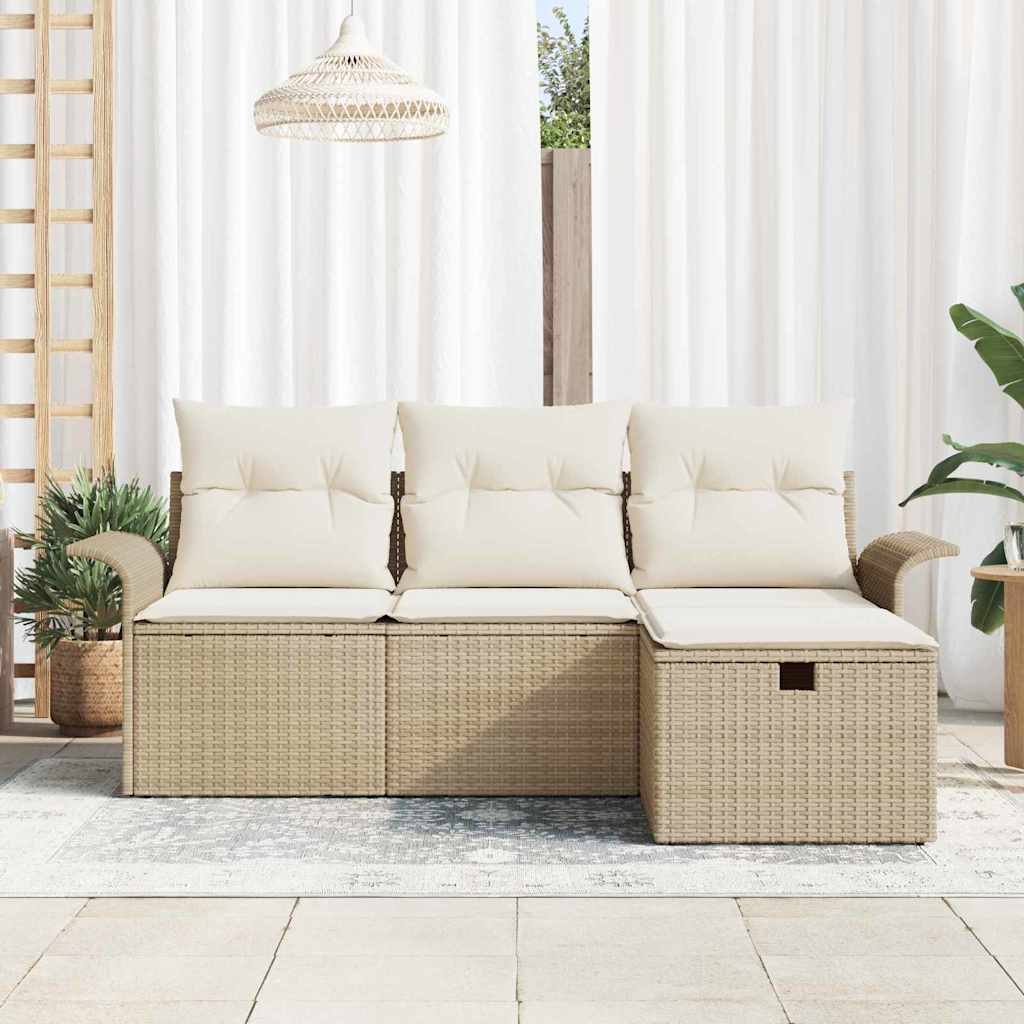 Garten-Sofa-Set 4 pcs Beige und Creme 196 x 117 x 85 cm