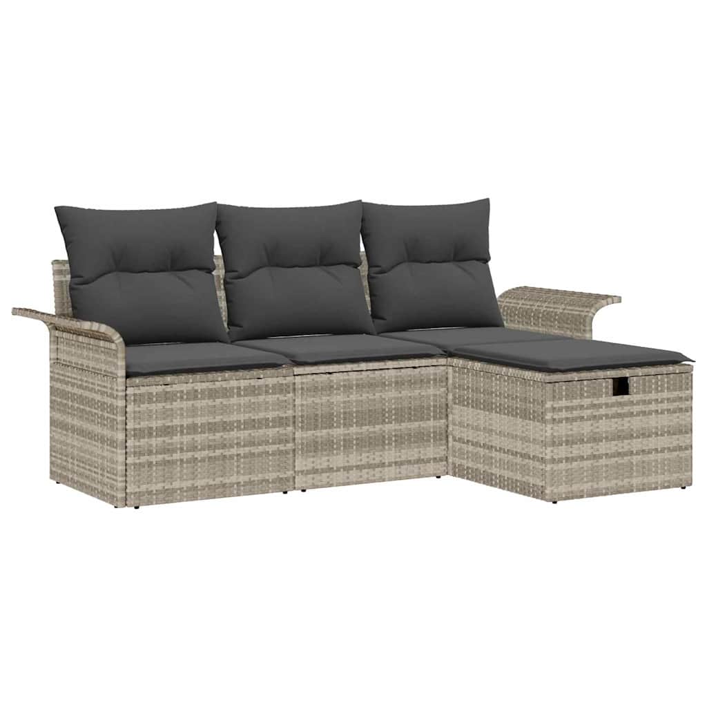 Garten-Sofa-Set 4 pcs Hellgrau 196 x 117 x 85 cm Poly Rattan