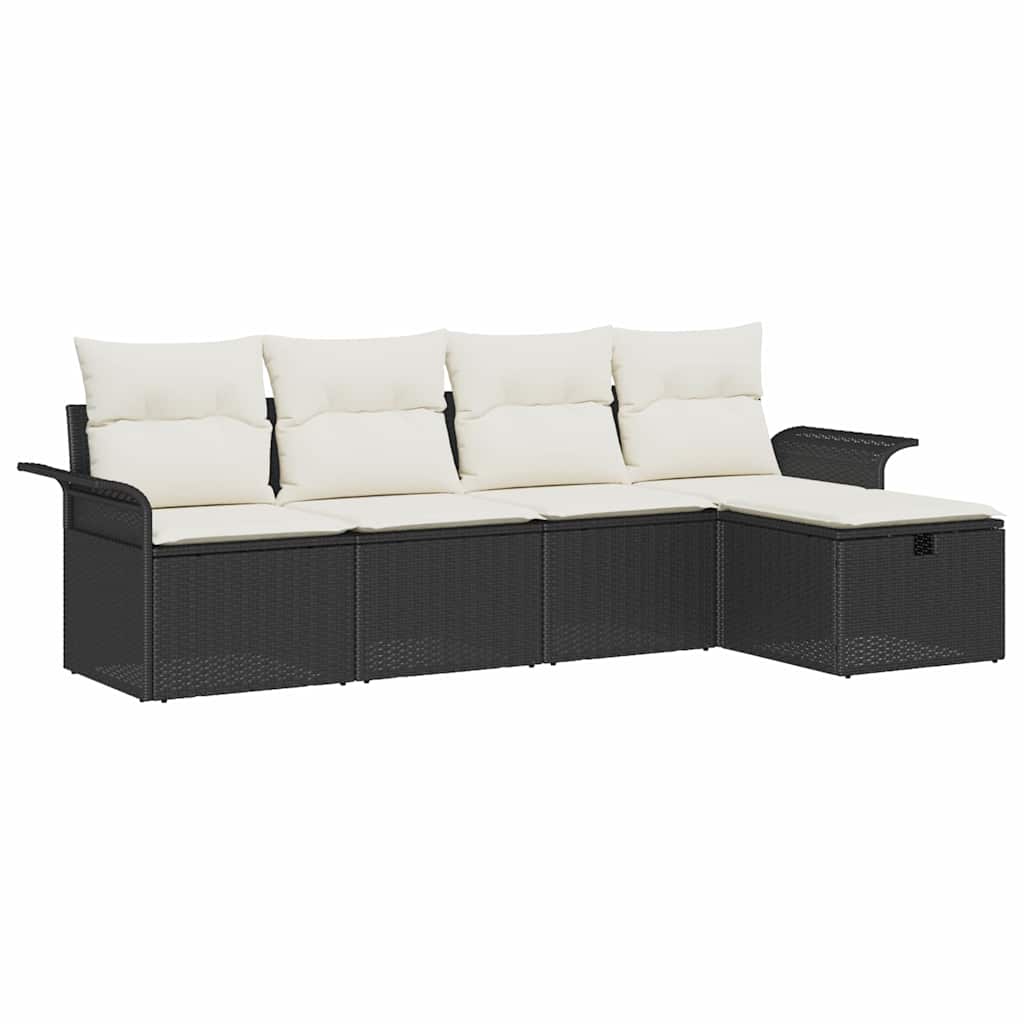 Garten-Sofa-Set 5 pcs Schwarz und Creme 251 x 117 x 85 cm