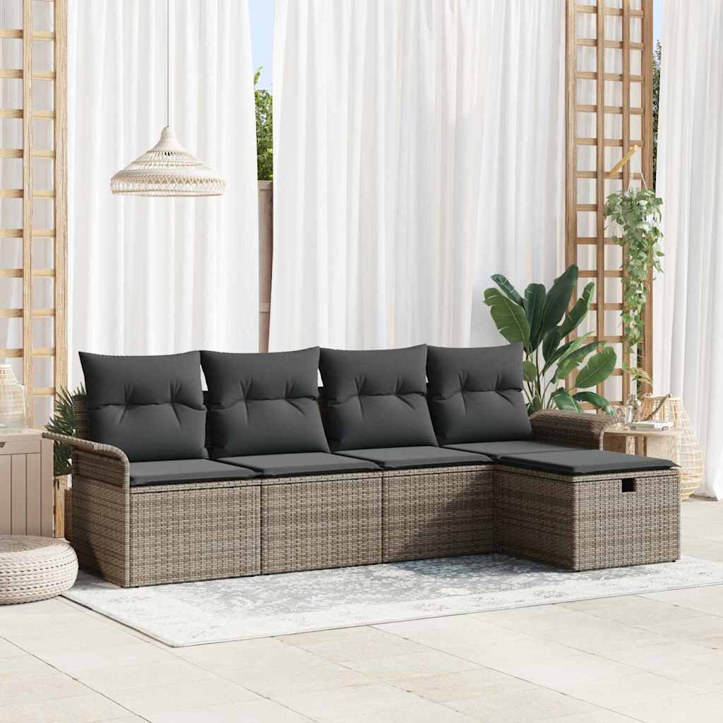 Garten-Sofa-Set 5 pcs Grau 251 x 117 x 85 cm Poly Rattan