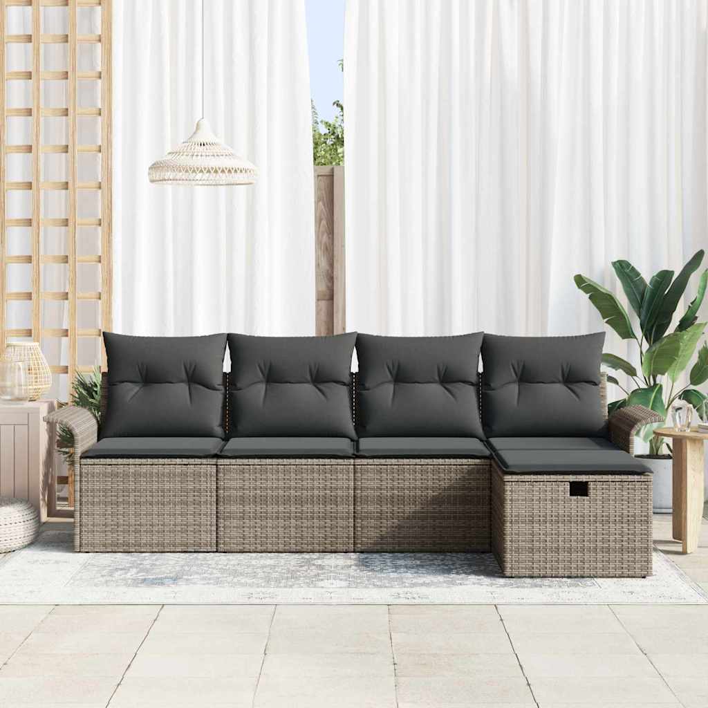 Garten-Sofa-Set 5 pcs Grau 251 x 117 x 85 cm Poly Rattan