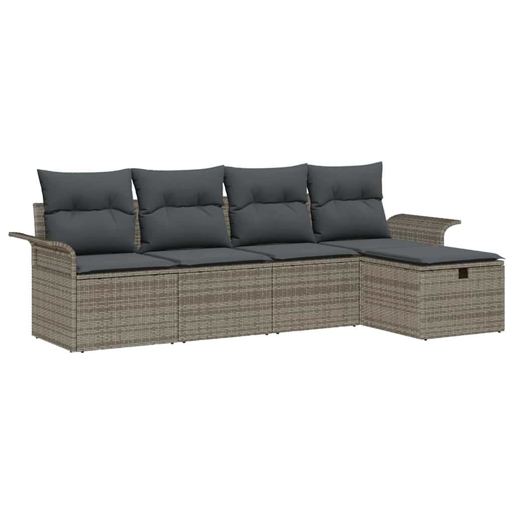 Garten-Sofa-Set 5 pcs Grau 251 x 117 x 85 cm Poly Rattan