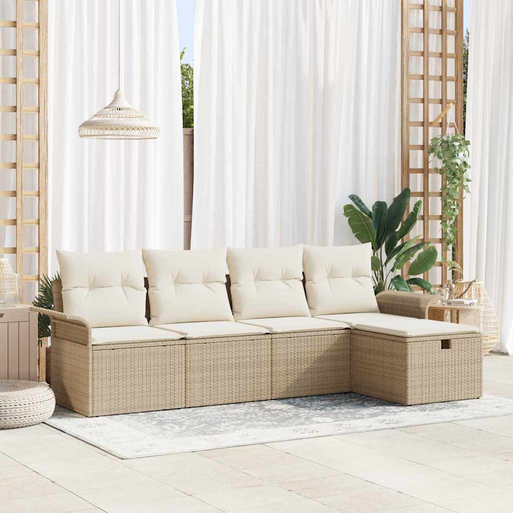 Garten-Sofa-Set 5 pcs Beige und Creme 251 x 117 x 85 cm