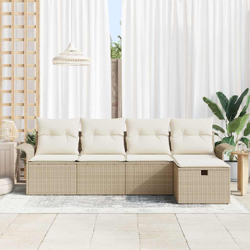 Garten-Sofa-Set 5 pcs Beige und Creme 251 x 117 x 85 cm