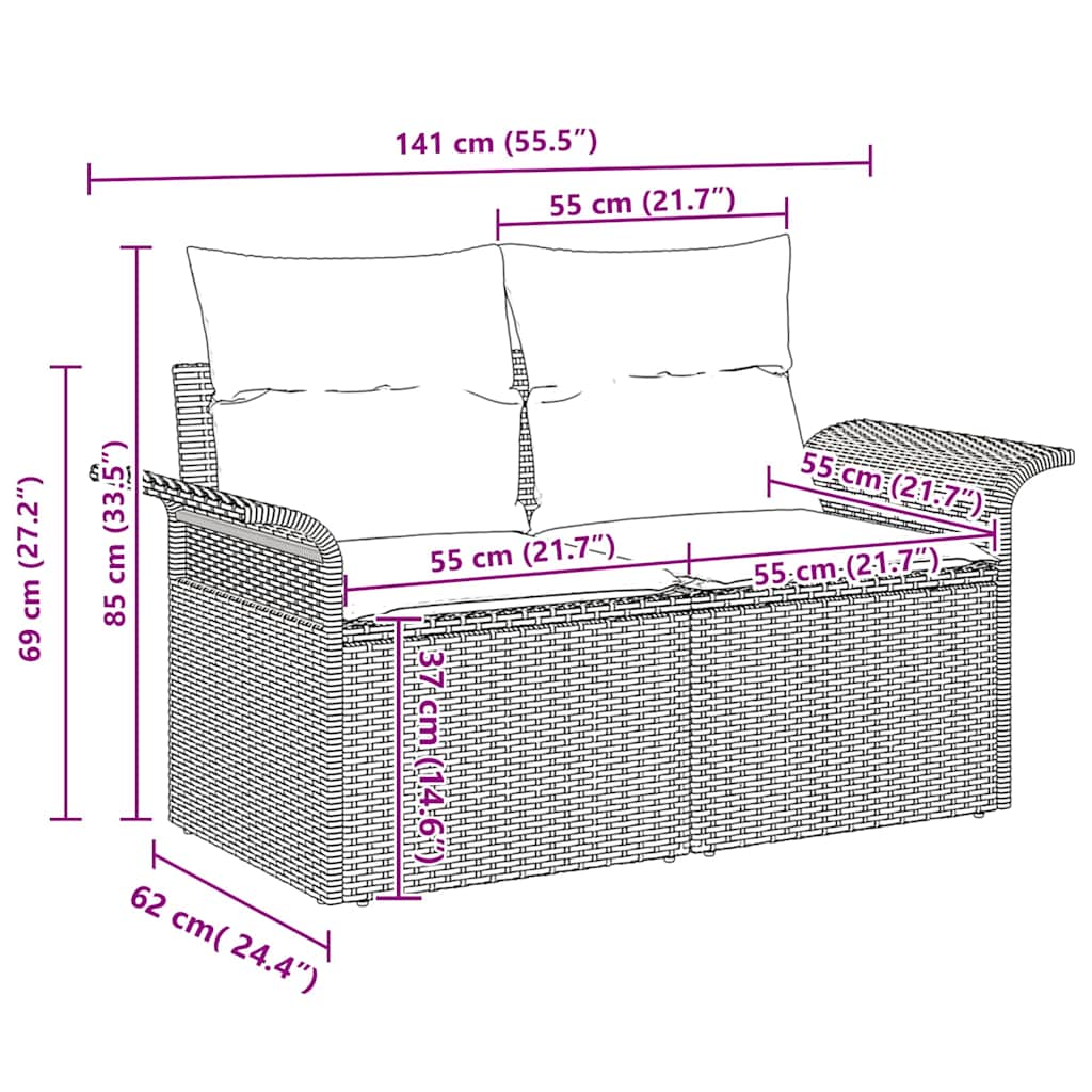 Garten-Sofa-Set 5 pcs Beige und Creme 251 x 117 x 85 cm