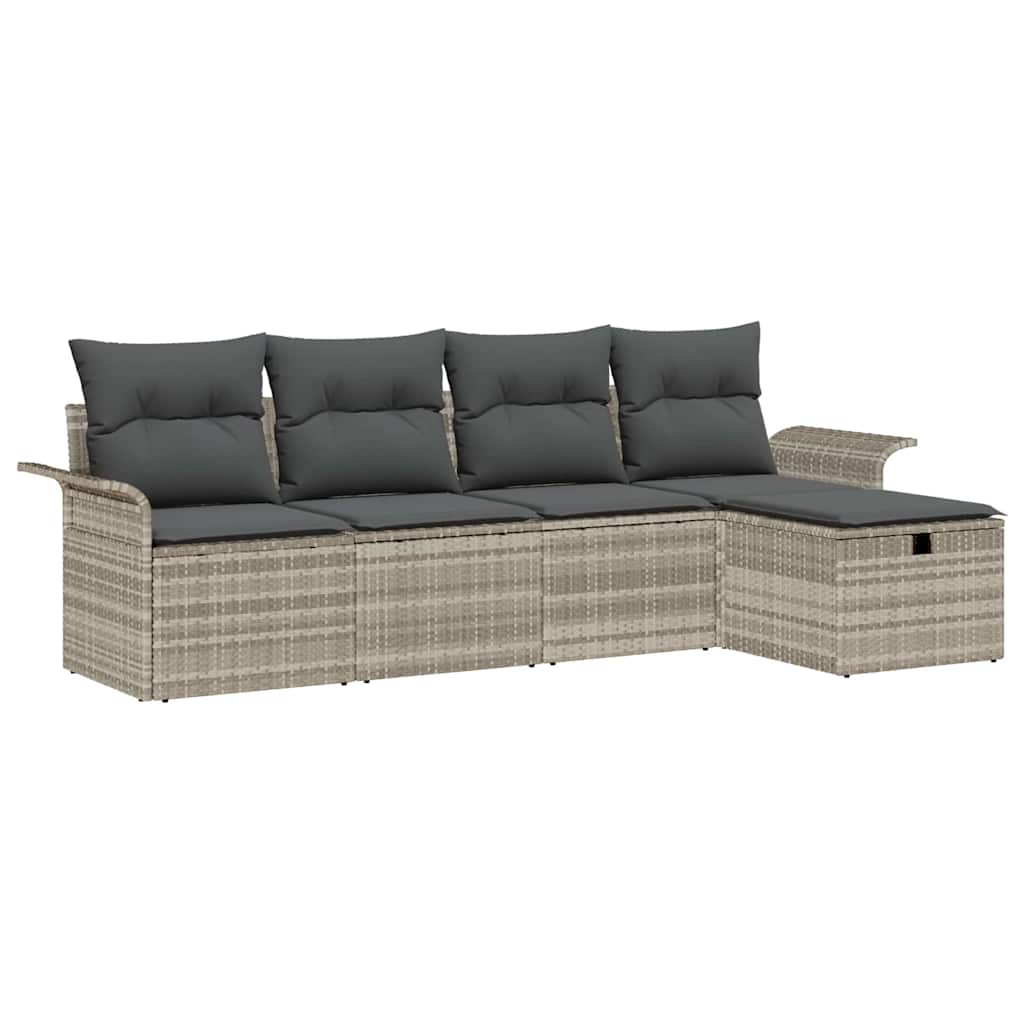 Garten-Sofa-Set 5 pcs Hellgrau 251 x 117 x 85 cm Poly Rattan