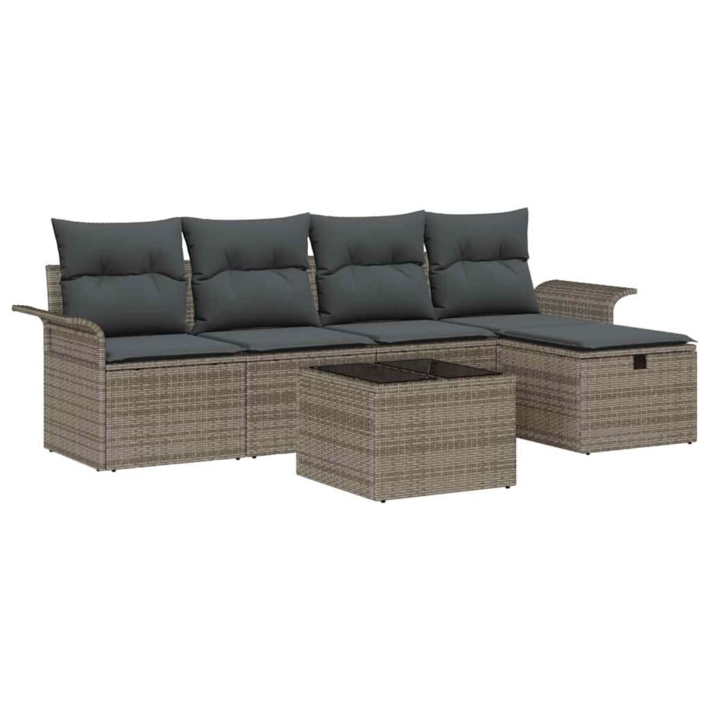 Garten-Sofa-Set 6 pcs Grau 251 x 117 x 85 cm Poly Rattan