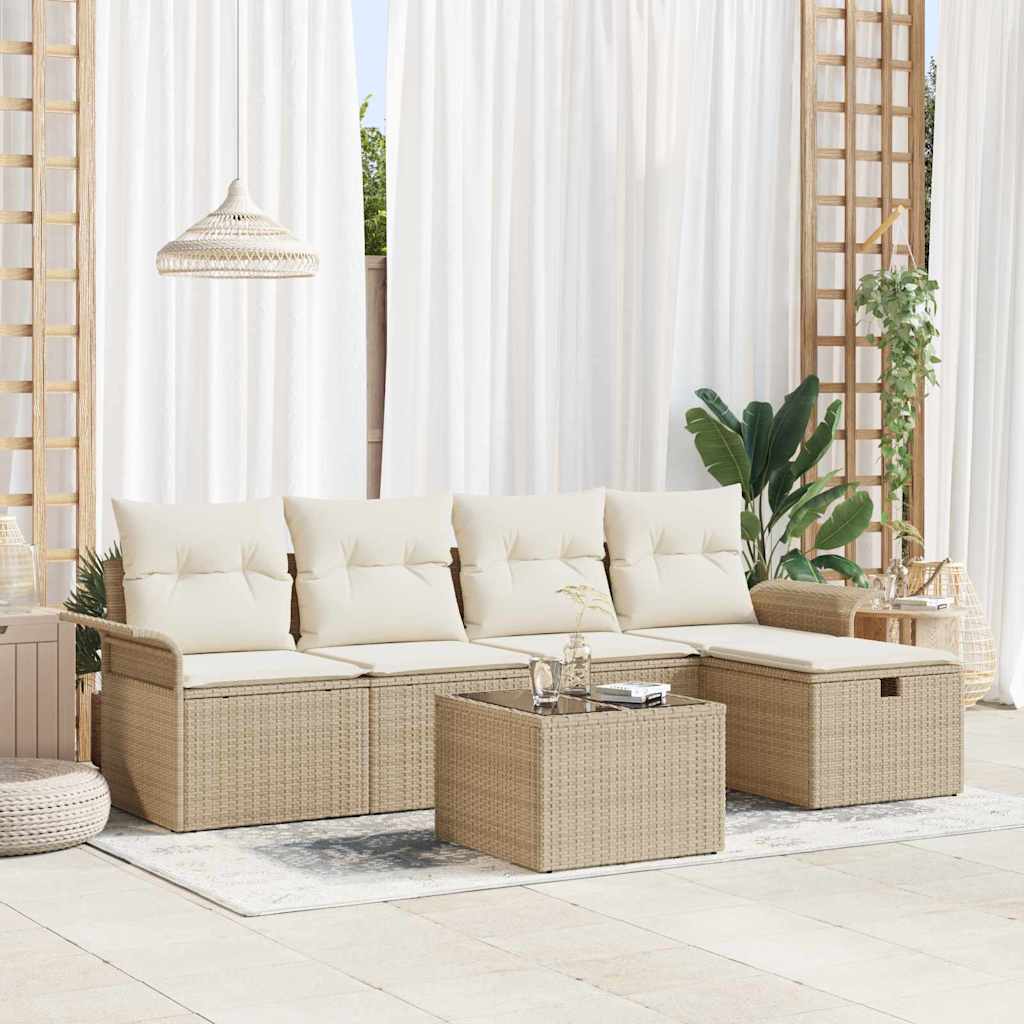 Garten-Sofa-Set 6 pcs Beige und Creme 251 x 117 x 85 cm