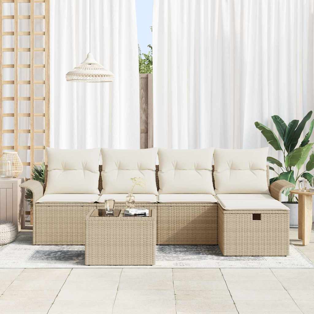 Garten-Sofa-Set 6 pcs Beige und Creme 251 x 117 x 85 cm