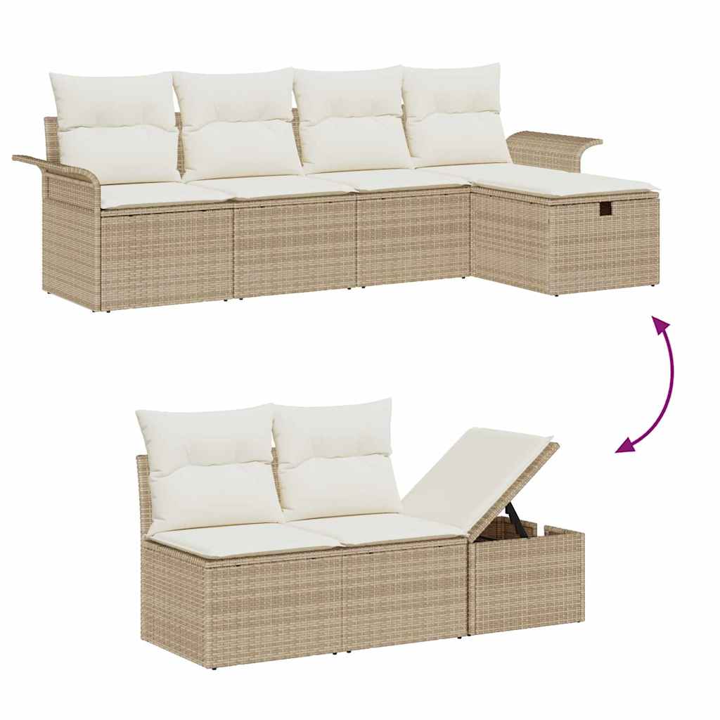 Garten-Sofa-Set 6 pcs Beige und Creme 251 x 117 x 85 cm