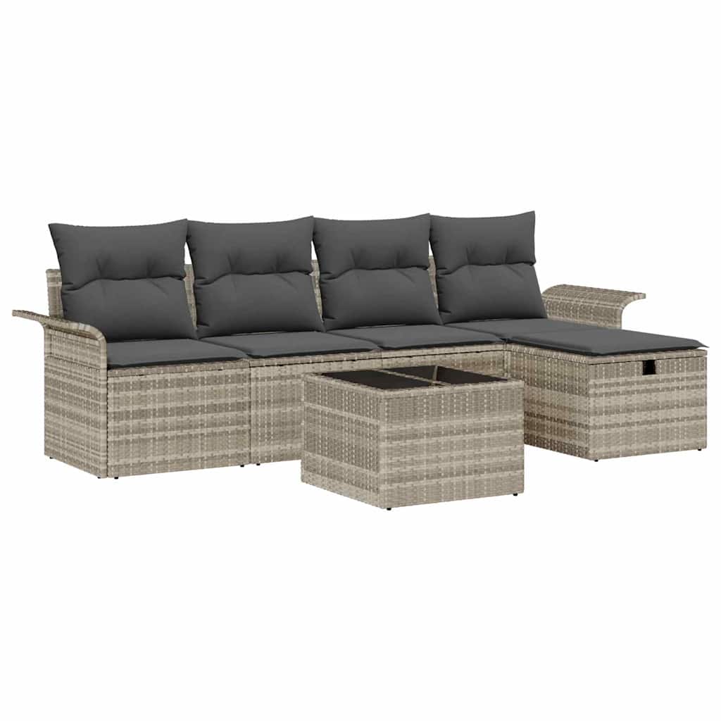 Garten-Sofa-Set 6 pcs Hellgrau 251 x 117 x 85 cm Poly Rattan