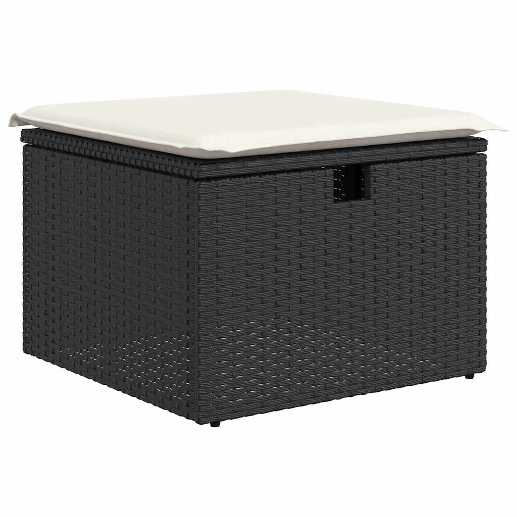 Garten-Sofa-Set 6 pcs Schwarz und Creme 242,5 x 132,5 x 85 cm