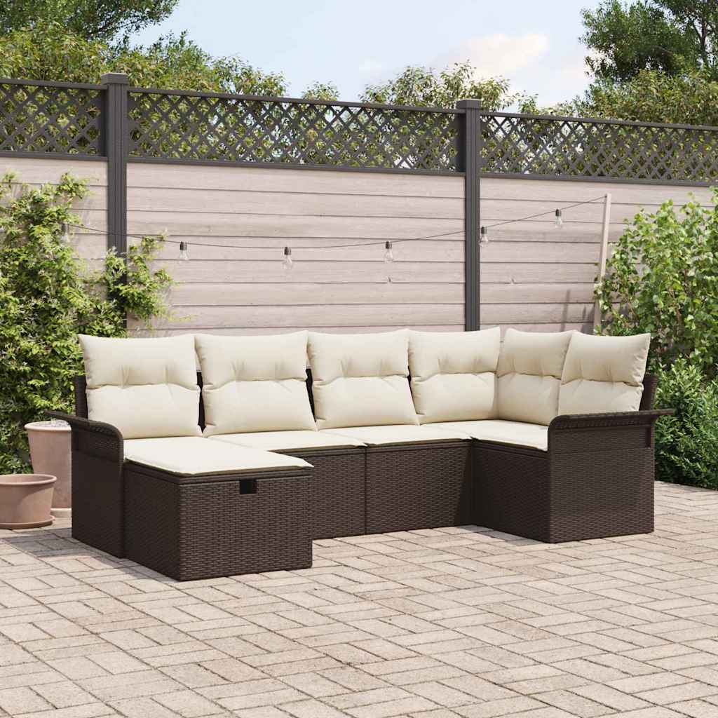 Garten-Sofa-Set 6 pcs Braun und Creme 242,5 x 132,5 x 85 cm