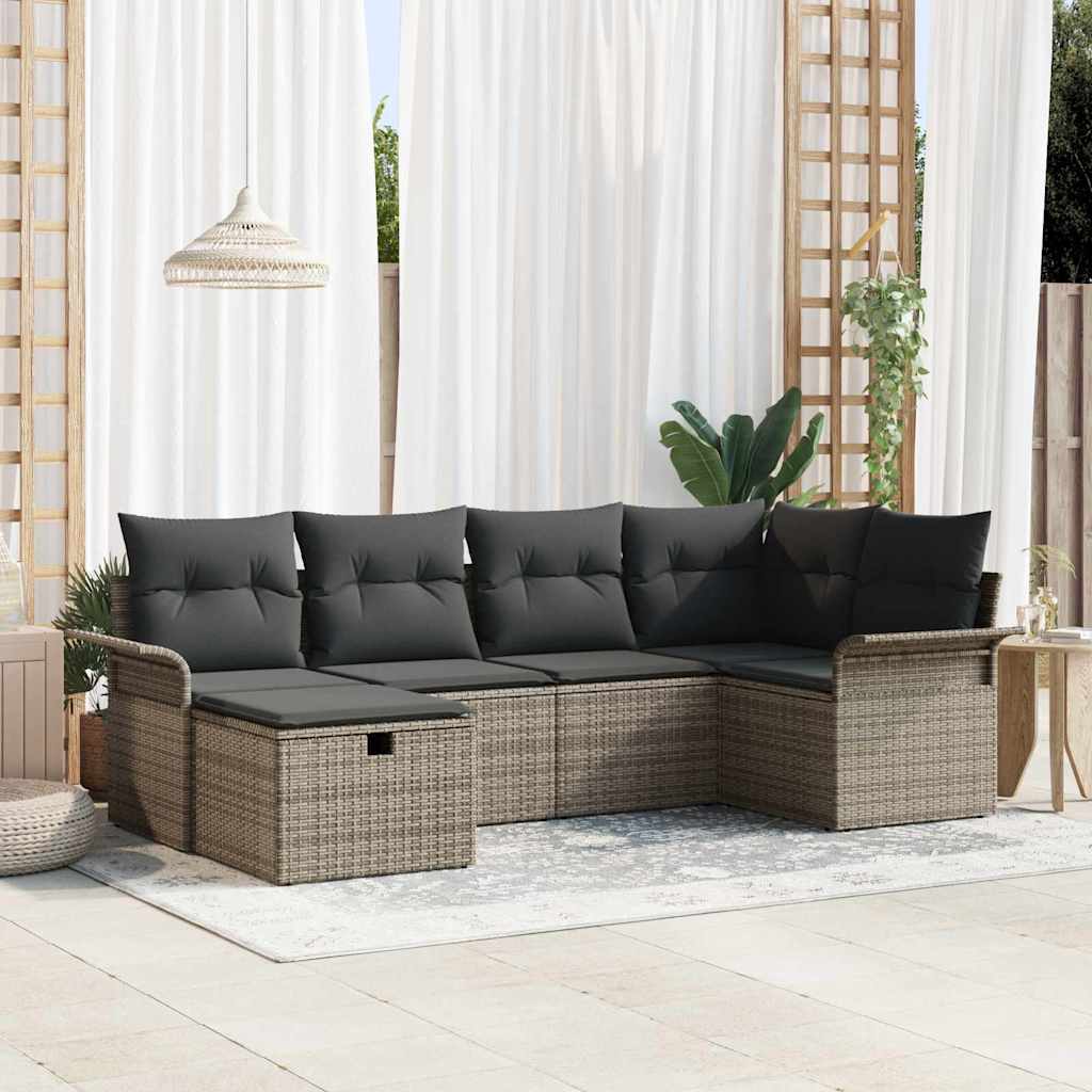 Garten-Sofa-Set 6 pcs Grau 242,5 x 132,5 x 85 cm Poly Rattan