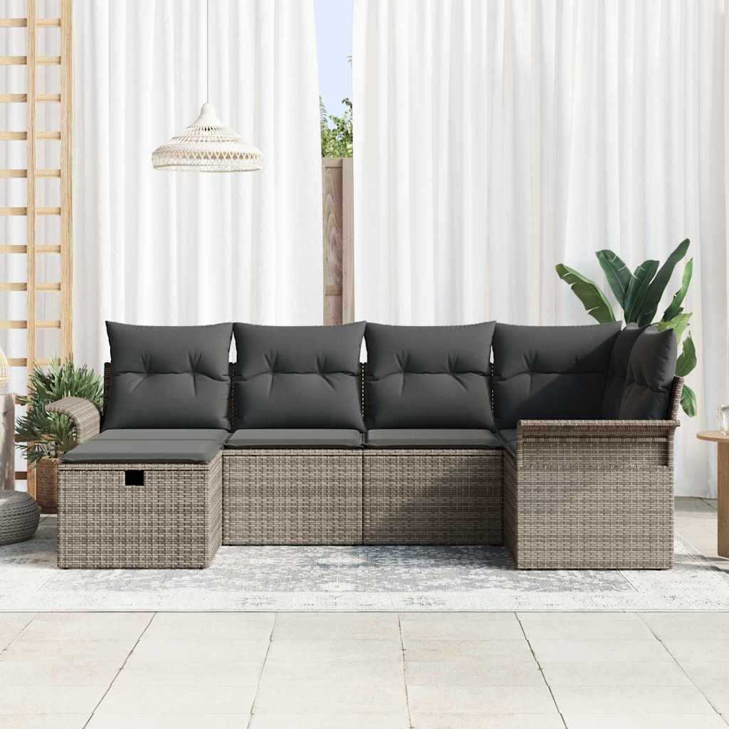 Garten-Sofa-Set 6 pcs Grau 242,5 x 132,5 x 85 cm Poly Rattan
