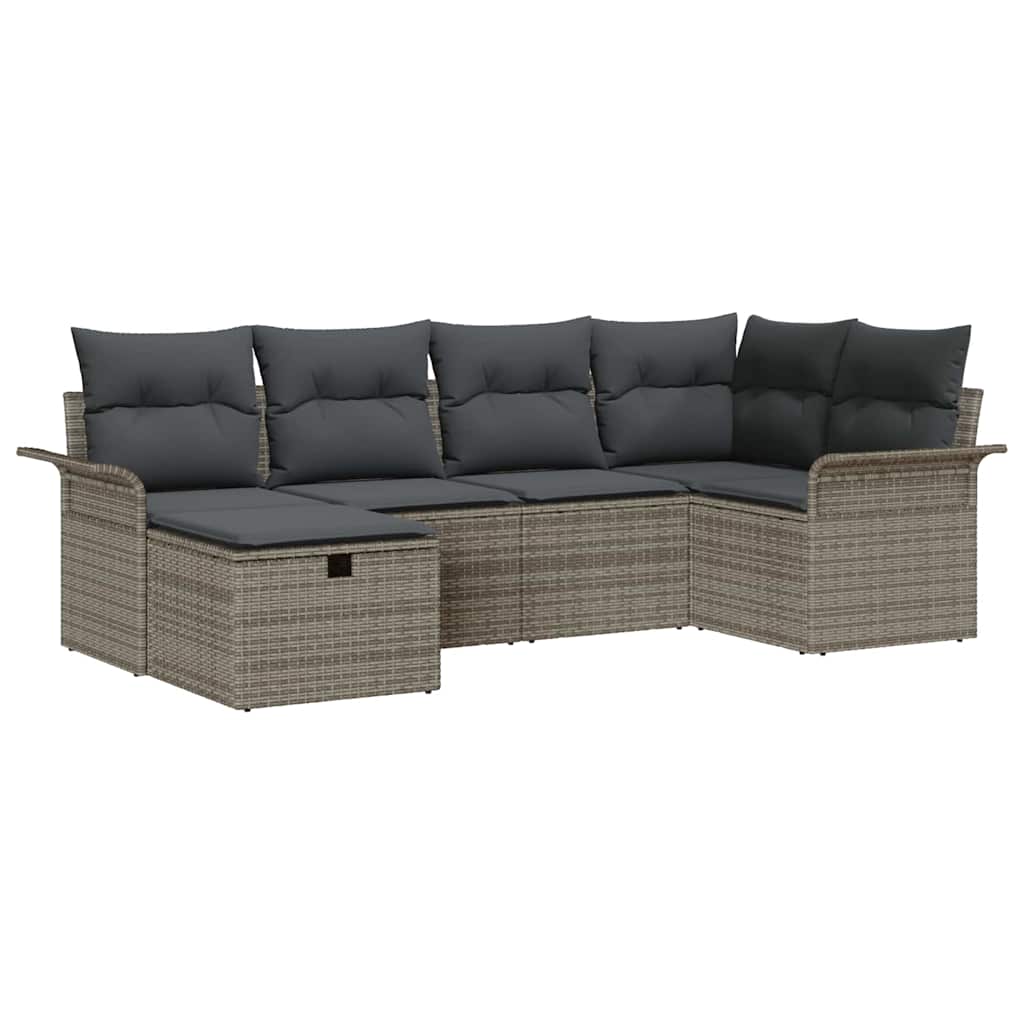 Garten-Sofa-Set 6 pcs Grau 242,5 x 132,5 x 85 cm Poly Rattan