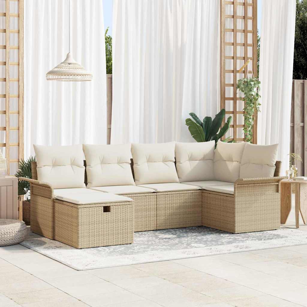Garten-Sofa-Set 6 pcs Beige und Creme 242,5 x 132,5 x 85 cm