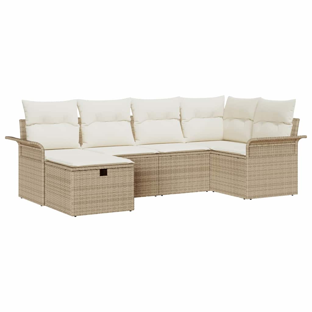 Garten-Sofa-Set 6 pcs Beige und Creme 242,5 x 132,5 x 85 cm