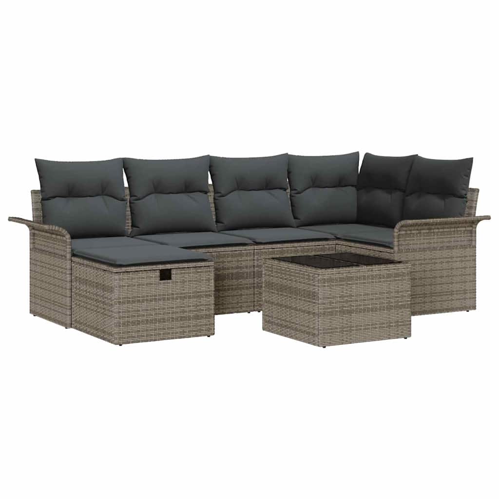 Garten-Sofa-Set 7 pcs Grau 242,5 x 132,5 x 85 cm Poly Rattan