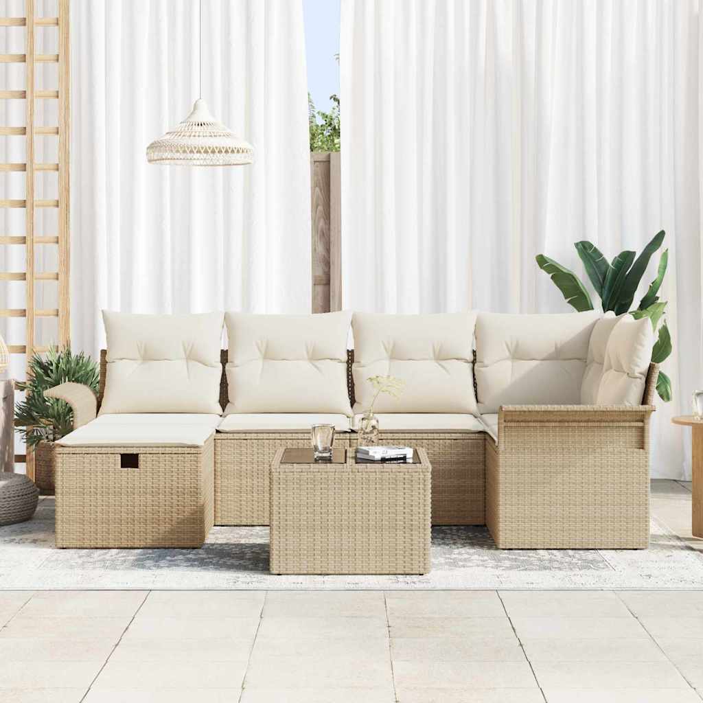 Garten-Sofa-Set 7 pcs Beige und Creme 242,5 x 132,5 x 85 cm