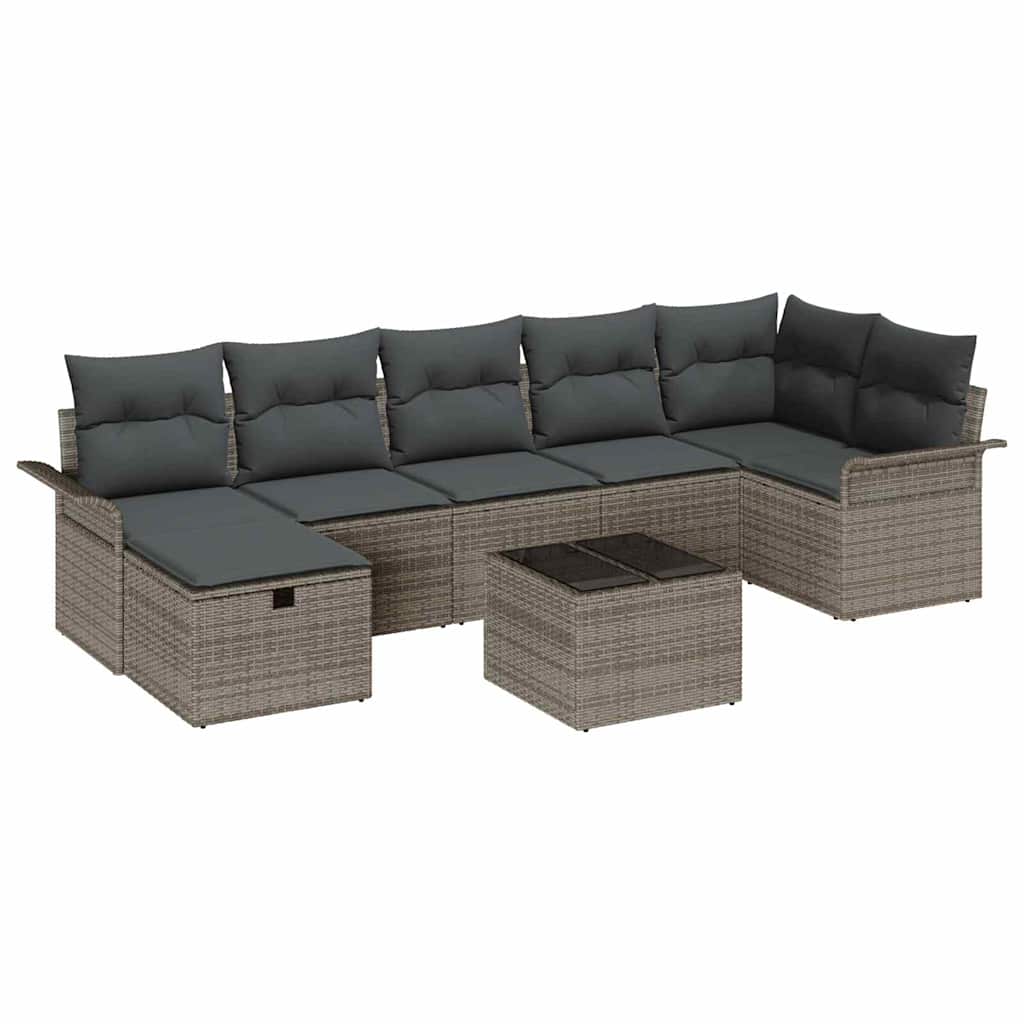 Garten-Sofa-Set 8 pcs Grau 297,5 x 132,5 x 85 cm Poly Rattan