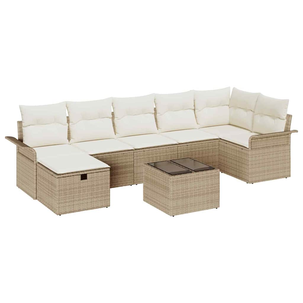 Garten-Sofa-Set 8 pcs Beige und Creme 297,5 x 132,5 x 85 cm