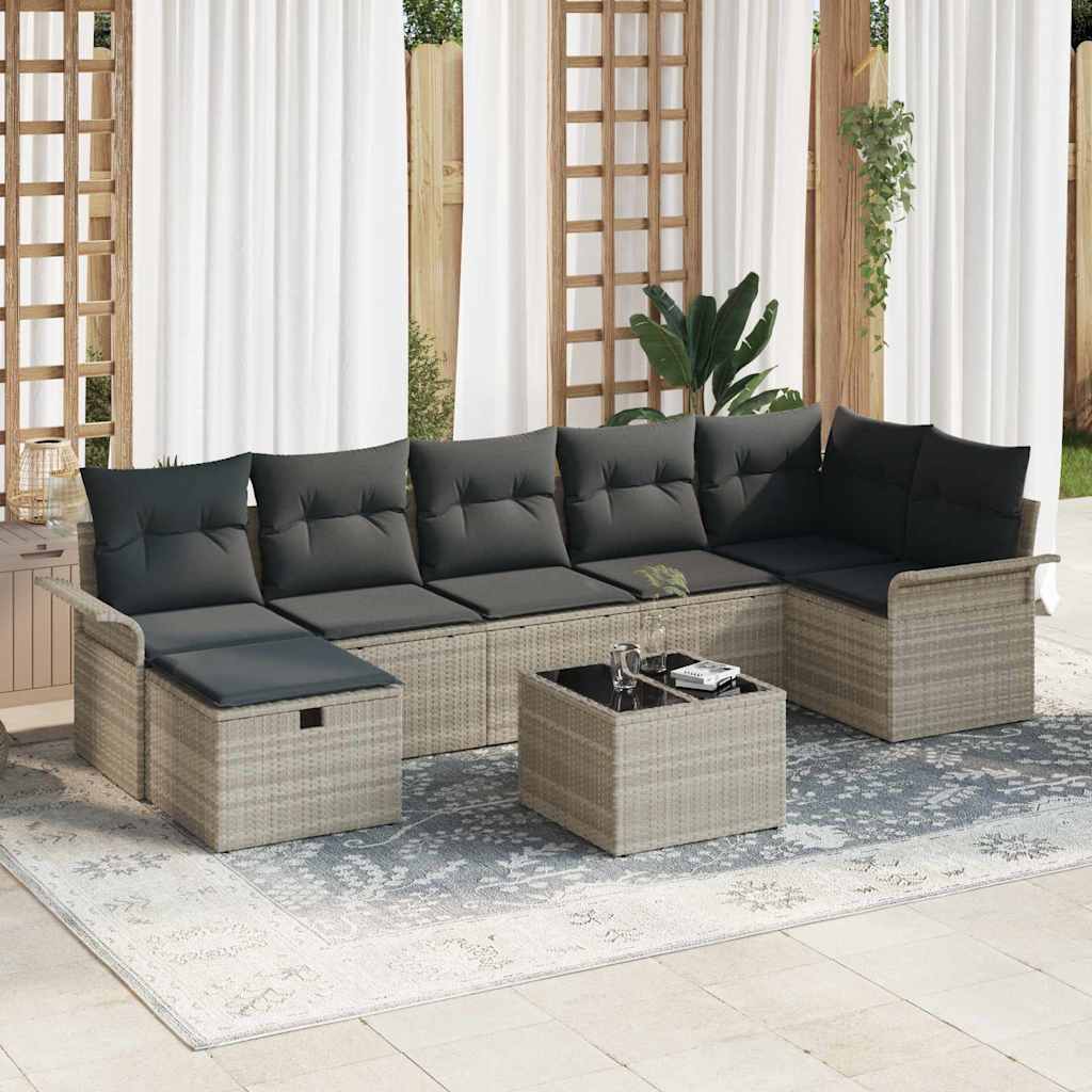 Garten-Sofa-Set mit Kissen 8 pcs Hellgrau 297,5 x 132,5 x 85 cm