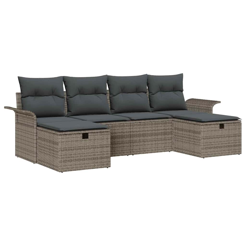Garten-Sofa-Set 6 pcs Grau 251 x 117 x 85 cm Poly Rattan