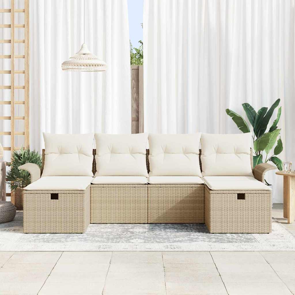 Garten-Sofa-Set 6 pcs Beige und Creme 251 x 117 x 85 cm