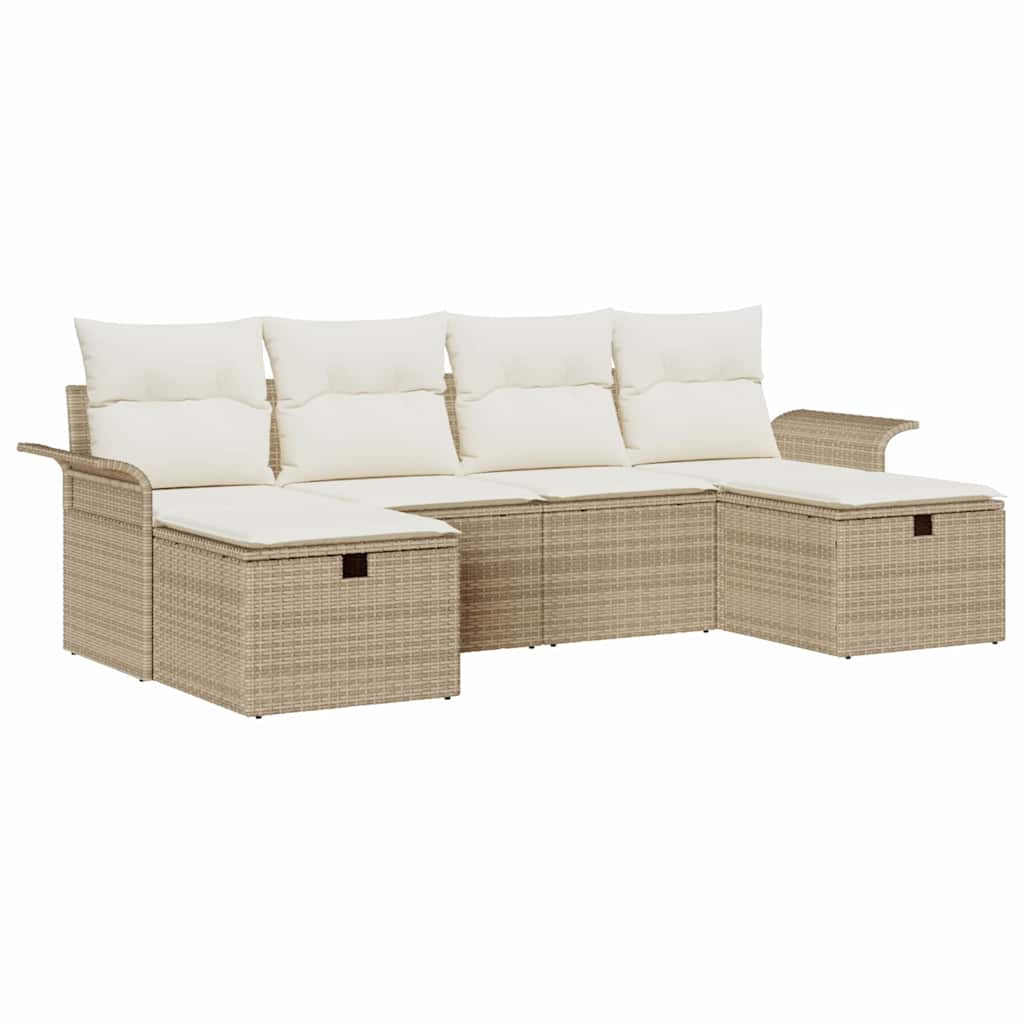 Garten-Sofa-Set 6 pcs Beige und Creme 251 x 117 x 85 cm