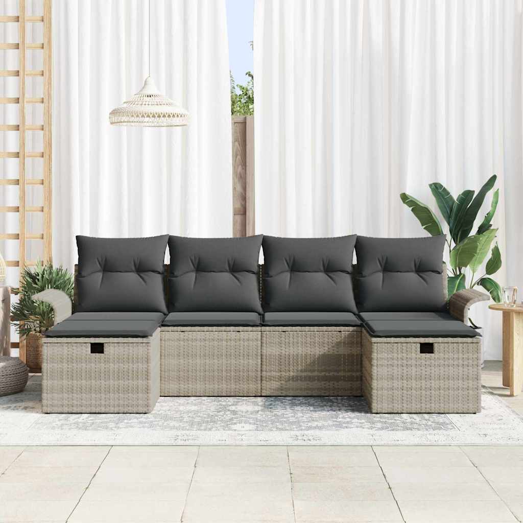Garten-Sofa-Set 6 pcs Hellgrau 251 x 117 x 85 cm Poly Rattan