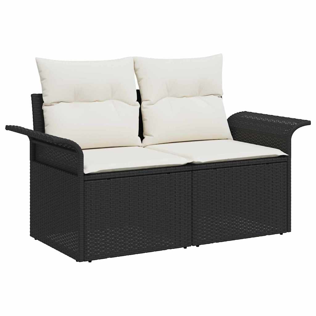 Garten-Sofa-Set 8 pcs Schwarz und Creme 297,5 x 187,5 x 85 cm