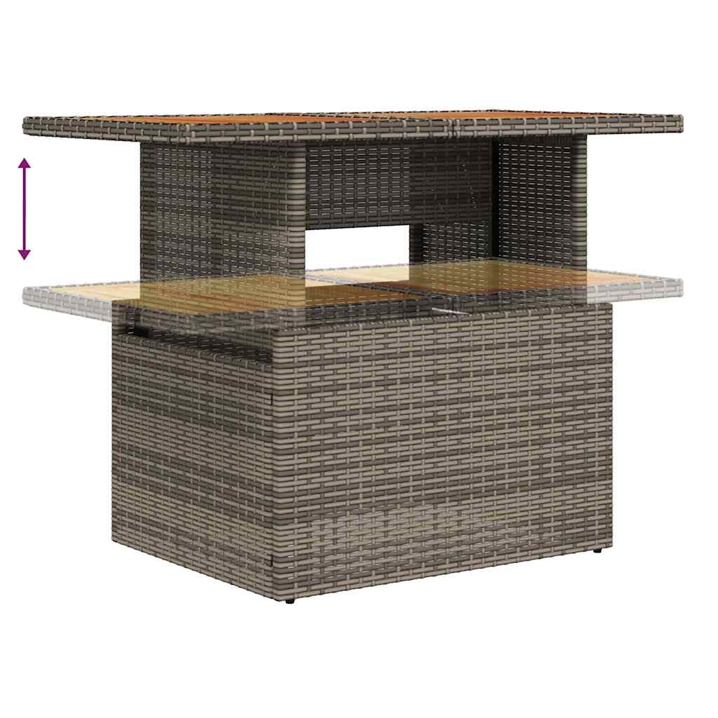 Garten-Sofa-Set mit Kissen mit Speicher 9 pcs Grau Poly Rattan