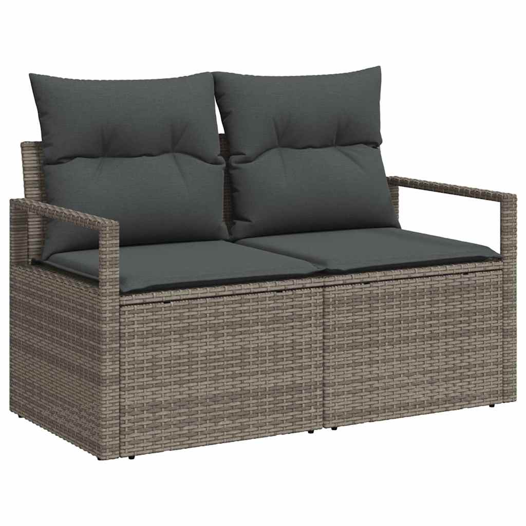 Garten-Sofa-Set mit Kissen mit Speicher 6 pcs Grau Poly Rattan