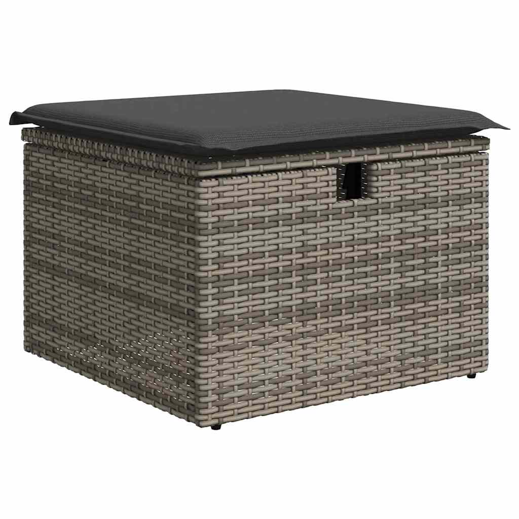 Garten-Sofa-Set mit Kissen mit Speicher 6 pcs Grau Poly Rattan