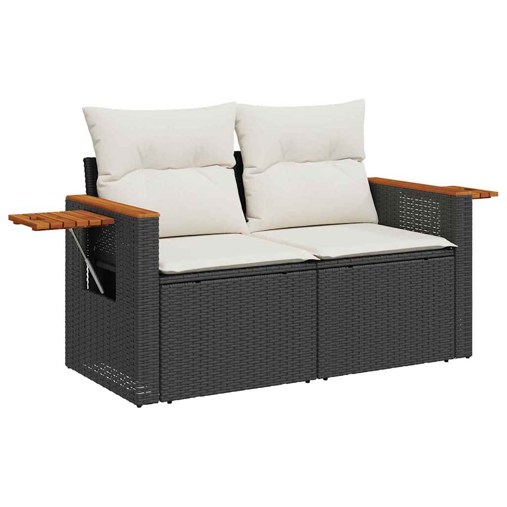 Garten-Sofa-Set mit Kissen 10 pcs Schwarz Poly Rattan