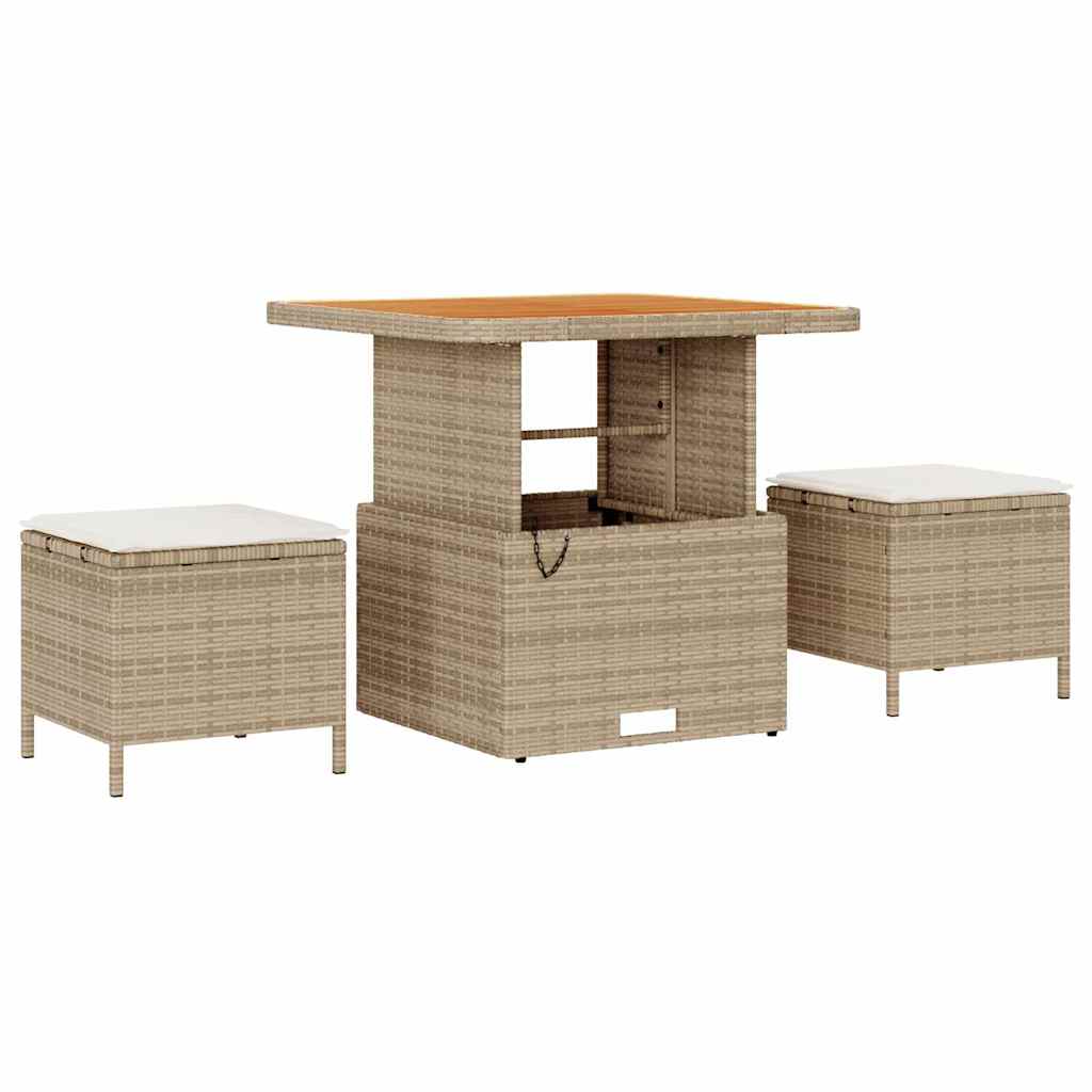 Garten-Sofa-Set mit Kissen 11 pcs Beige Poly Rattan