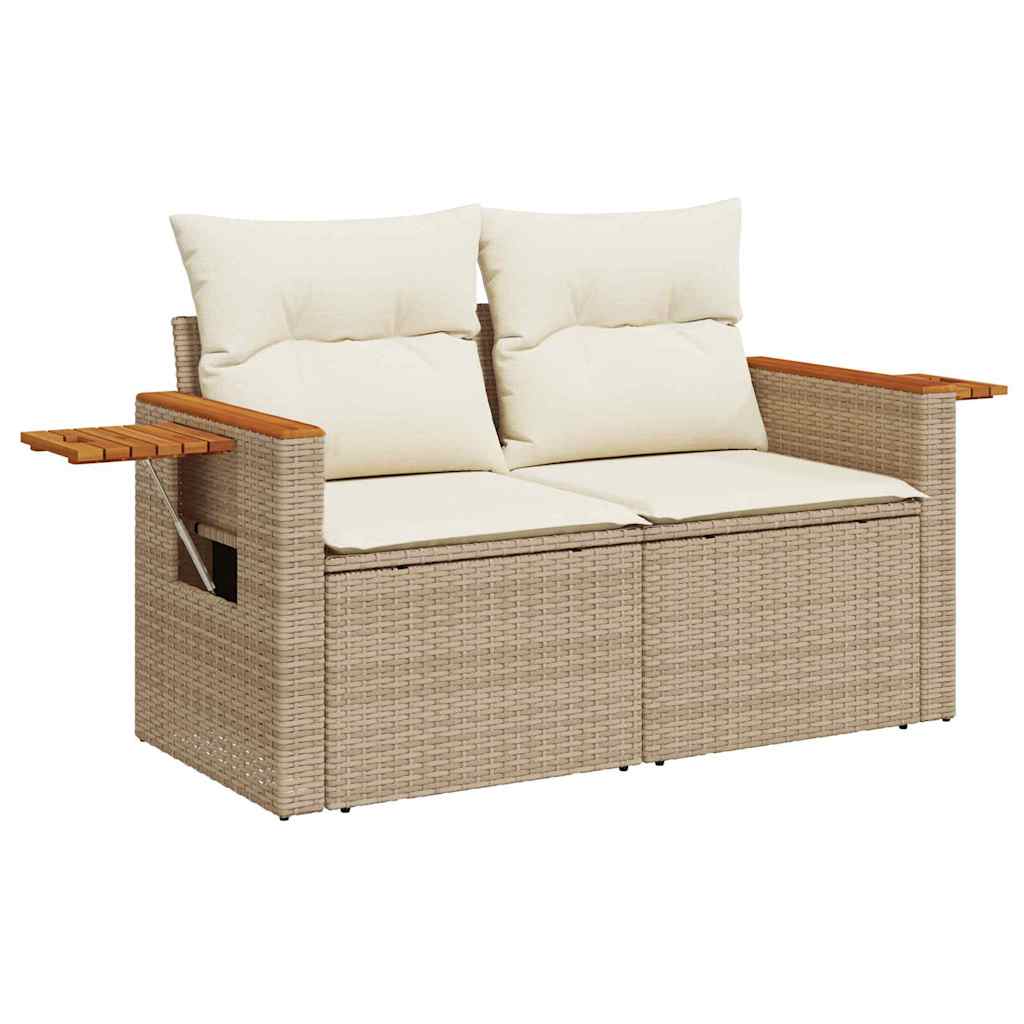Garten-Sofa-Set mit Kissen 11 pcs Beige Poly Rattan