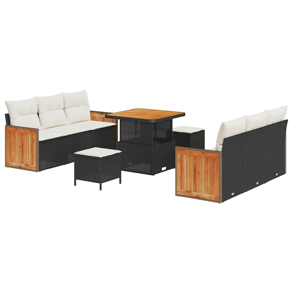 Garten-Sofa-Set 9 pcs Schwarz, Creme 80 x 80 x 71 cm
