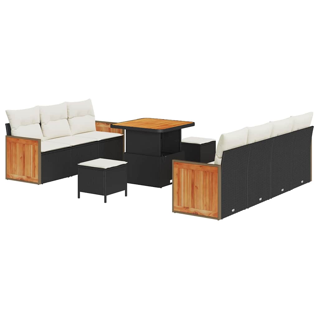 Garten-Sofa-Set 10 pcs Schwarz, Creme 80 x 80 x 71 cm